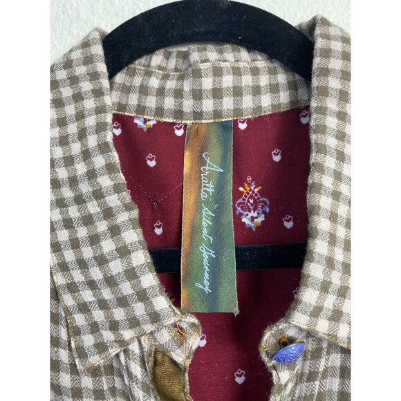 Aratta Silent Journey Anastasia Tunic Embroidered Floral Top Women Medium Plaid - Picture 3 of 16